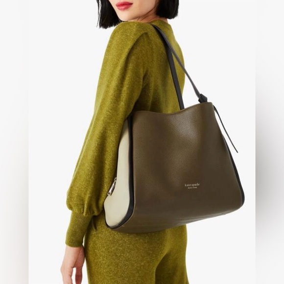 Kate Spade Knott Duck Green Large Pebbled Leather Shoulder Bag - Picture 2 of 11